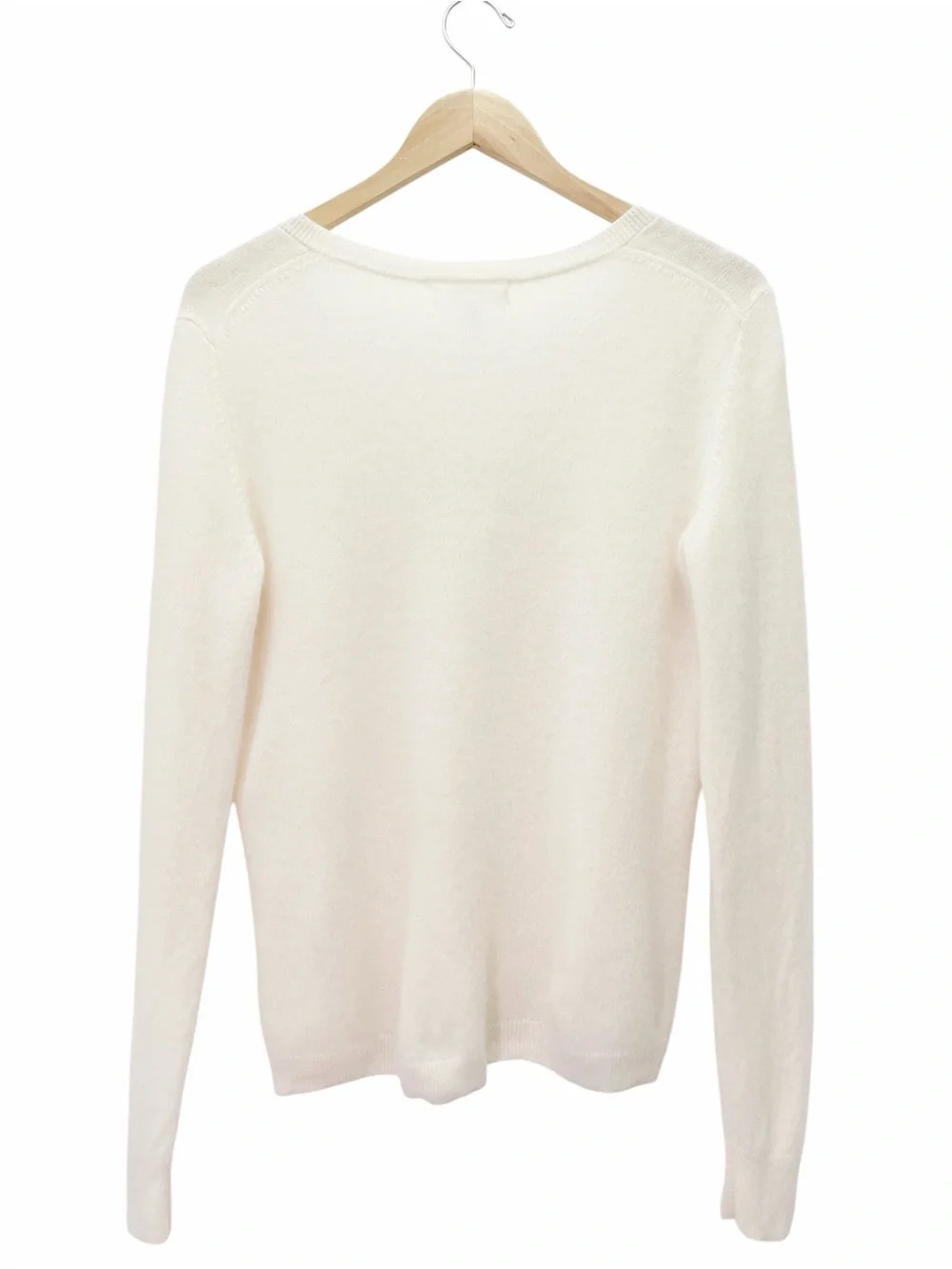 Nordstrom 100% Cashmere Sweater Large Ivory White V Neck Lightweight Pullover